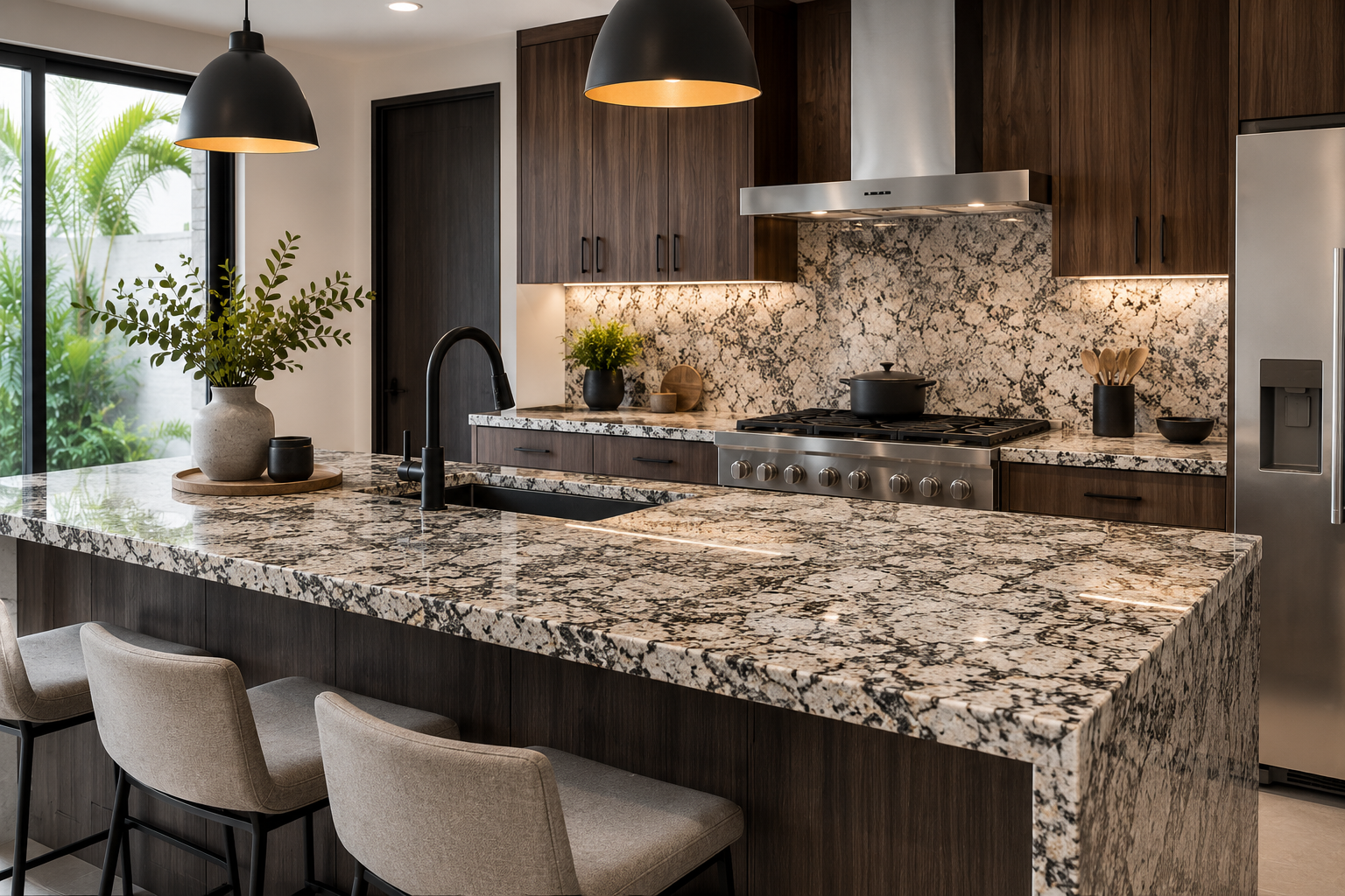 Granito para cocina moderna con cubierta resistente y elegante