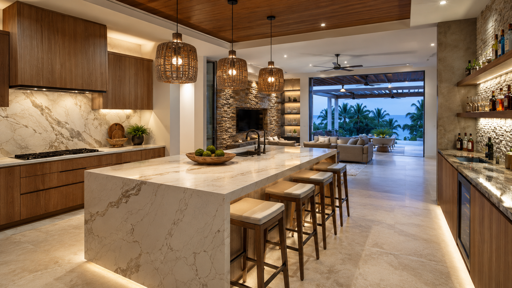 Superficies premium en granito y cuarzo para interiores modernos