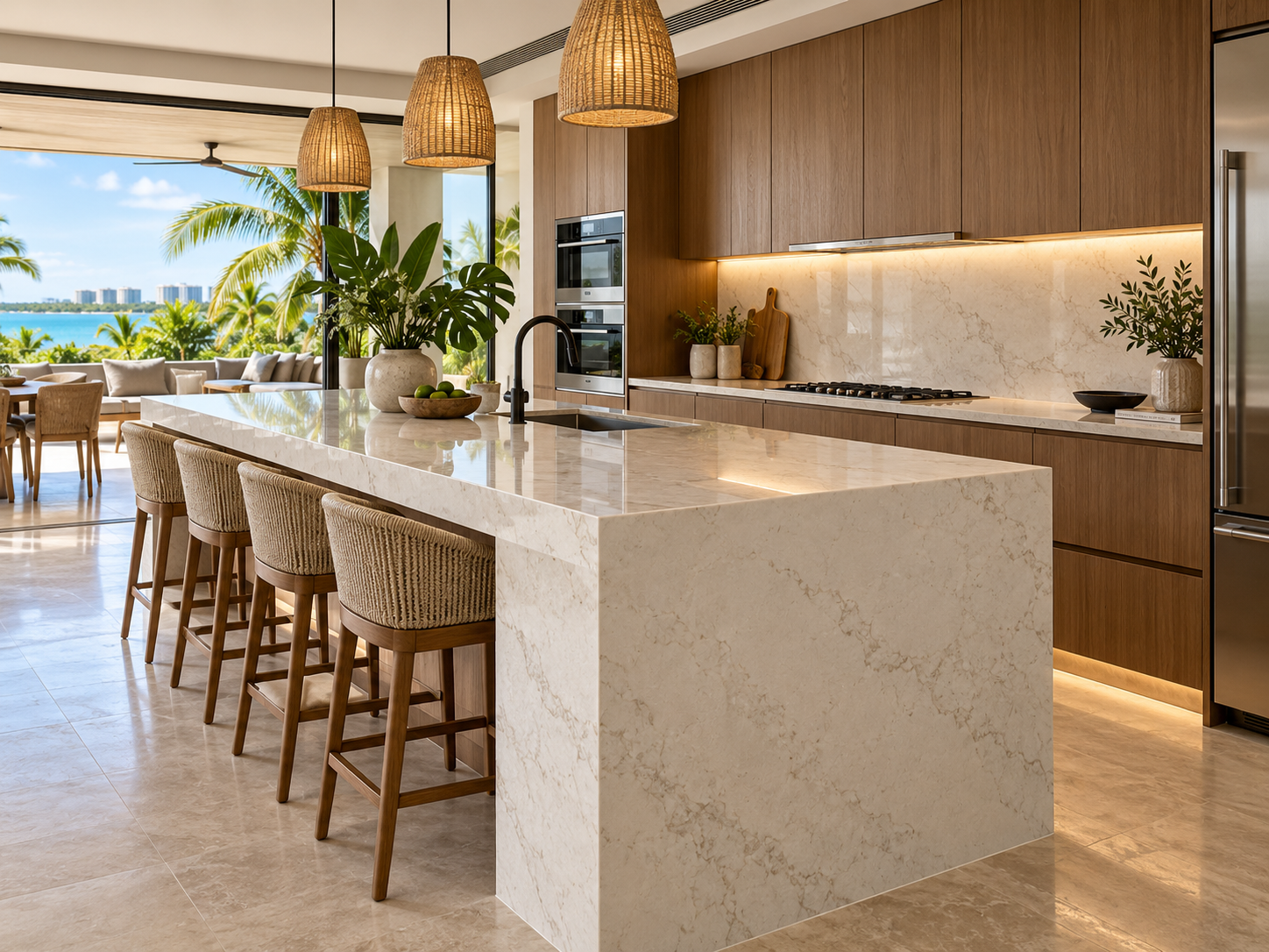 Cubierta para cocina moderna en Cancún con granito o cuarzo