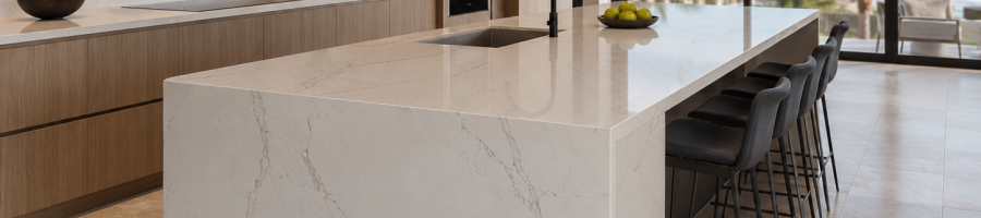 Cuarzo para cocina moderna con cubierta elegante y diseño contemporáneo