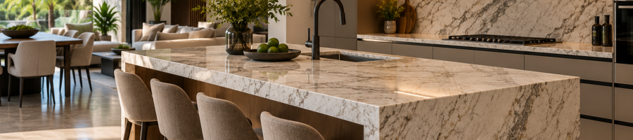 Isla de cocina moderna con cubierta de granito o cuarzo