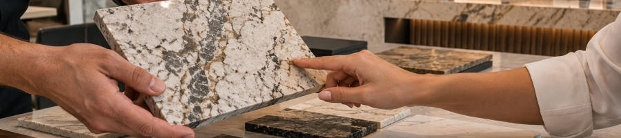 Cotizar placa de granito o cuarzo para cocina o baño moderno